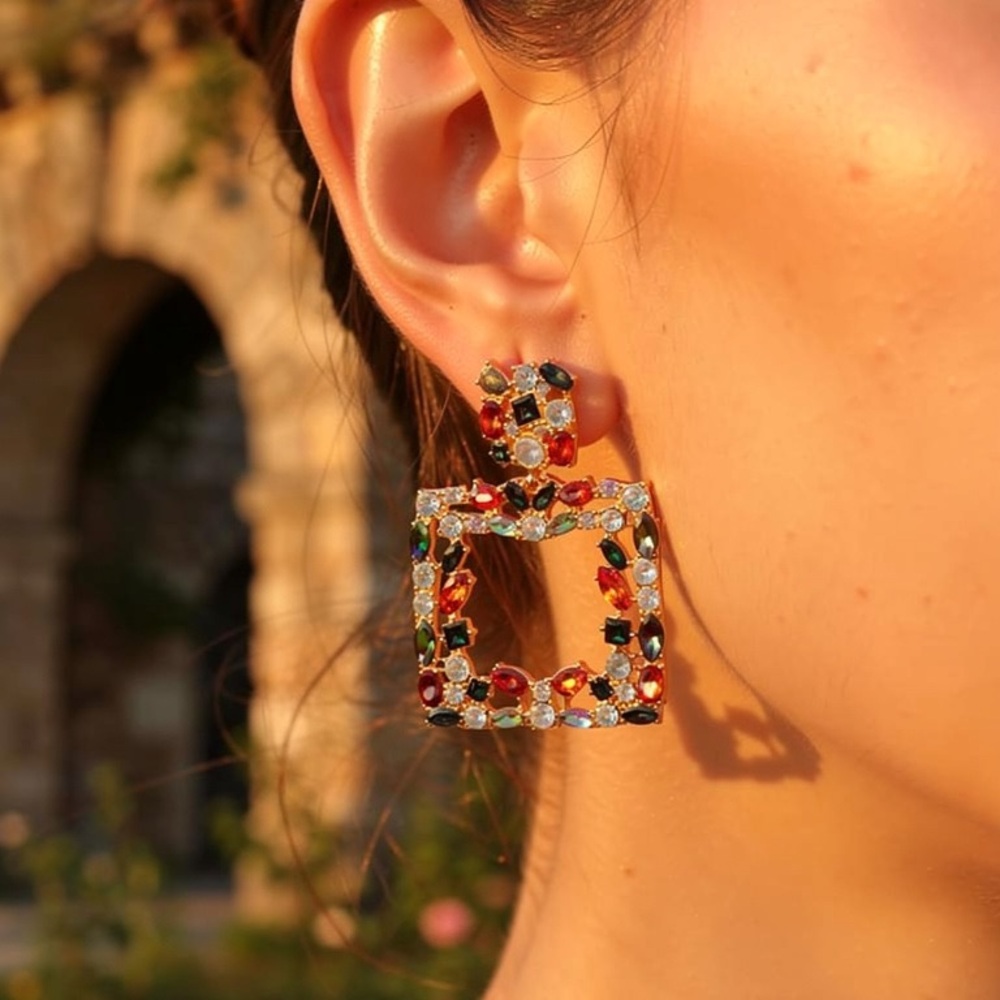 Glass Drop Sparkling Multi Gemstones